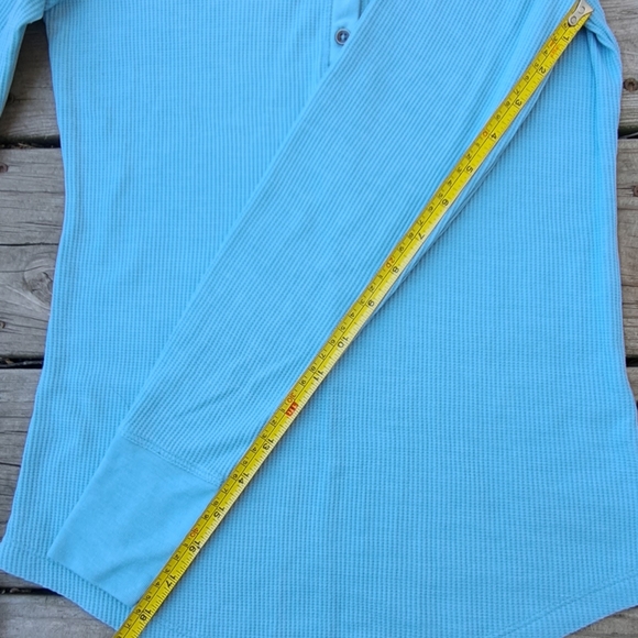 Time And Tru Light Blue Waffle Knit Henley Long Sleeve Tee Host Pick - Picture 12 of 13